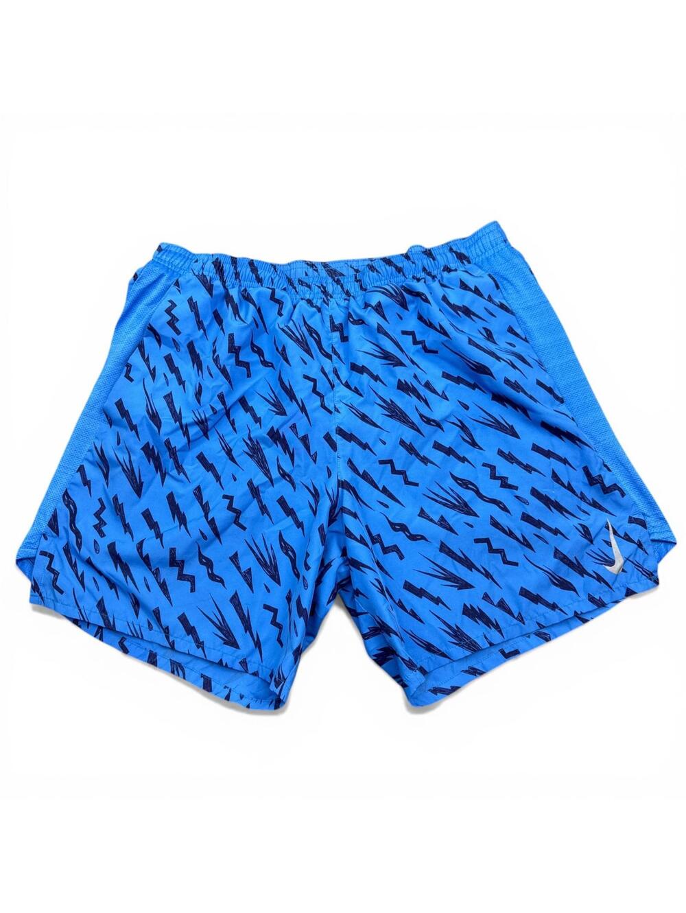 Nike Dri-Fit Shorts Mens Size Large Blue Lightning Bolts Lined Gym Running